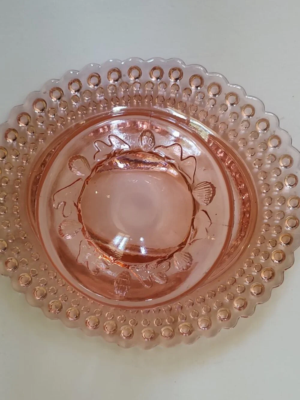 Vintage Pink Nautilus Argonaut Shell Candy Dish National Glass Co Northwood Rare